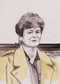 Illustrasjon av statsminister Gro Harlem Brundtland.