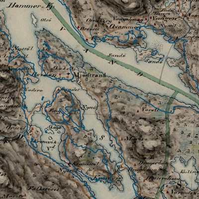 Kart over Møsvatn i Telemark med linje som viser dagens HRV.  