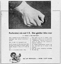 Annonse i Bergens Arbeiderblad 12. januar 1951 om rasjonering av strøm.